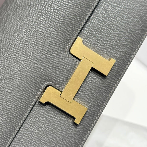 HM Constance Elan 24cm Bag Dark Grey Epsom Leather Gold Hardware