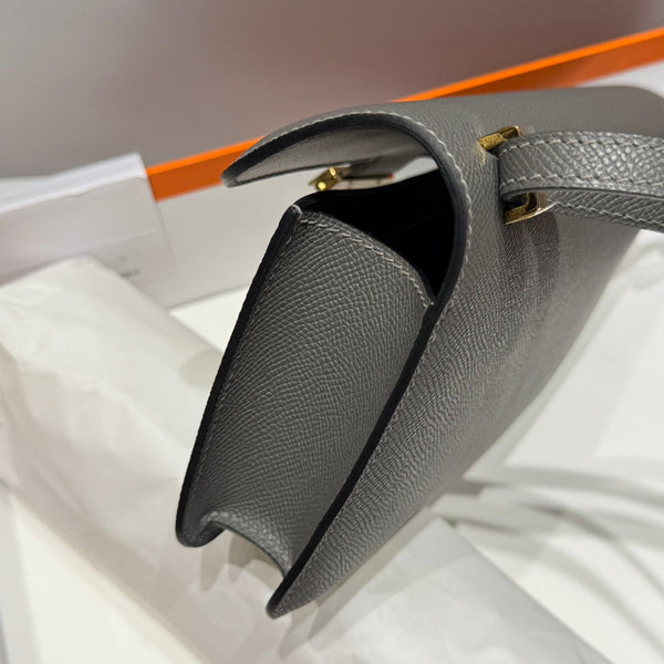 HM Constance Elan 24cm Bag Dark Grey Epsom Leather Gold Hardware