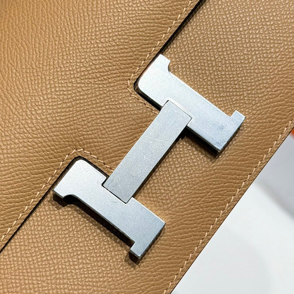 HM Constance Elan 24cm Bag Brown Epsom Leather Silver Hardware