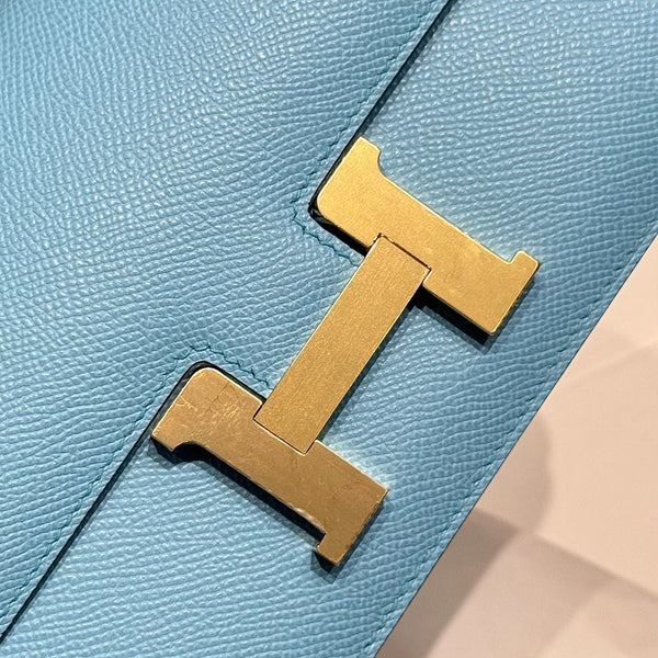 HM Constance Elan 24cm Bag Cloud Blue Epsom Leather Gold Hardware