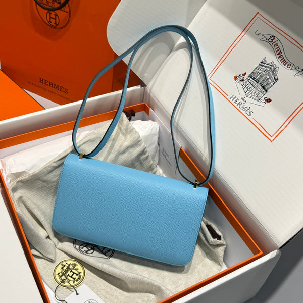 HM Constance Elan 24cm Bag Cloud Blue Epsom Leather Gold Hardware