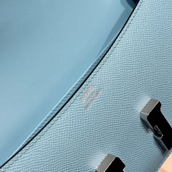 HM Constance Elan 24cm Bag Cloud Blue Epsom Leather Silver Hardware