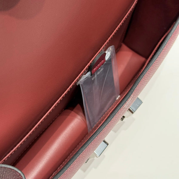 HM Constance Elan 24cm Bag Burgundy Epsom Leather Silver Hardware