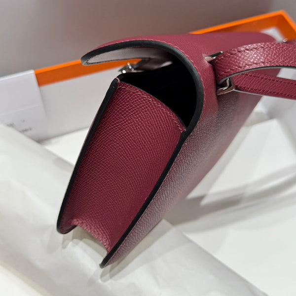 HM Constance Elan 24cm Bag Burgundy Epsom Leather Silver Hardware