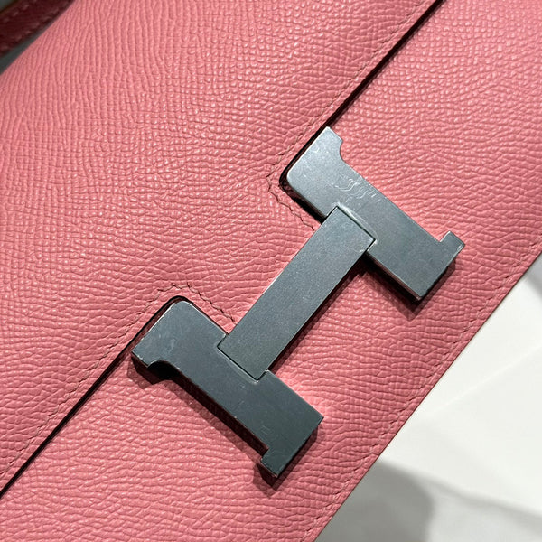 HM Constance Elan 24cm Bag Pink Epsom Leather Silver Hardware