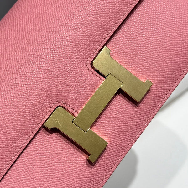 HM Constance Elan 24cm Bag Pink Epsom Leather Gold Hardware