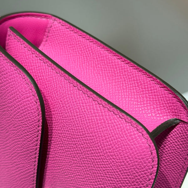 HM Constance Elan 24cm Bag Rose Tyrien Epsom Leather Silver Hardware