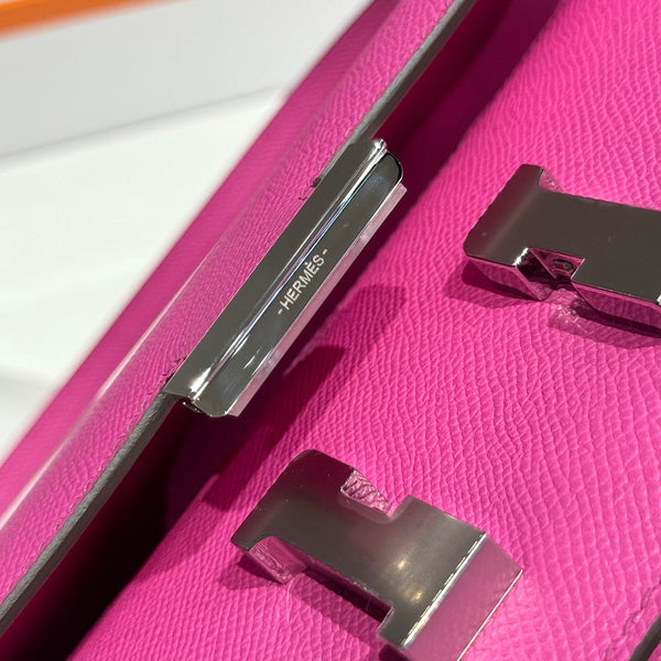 HM Constance Elan 24cm Bag Rose Tyrien Epsom Leather Silver Hardware