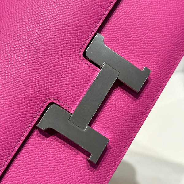 HM Constance Elan 24cm Bag Rose Tyrien Epsom Leather Silver Hardware