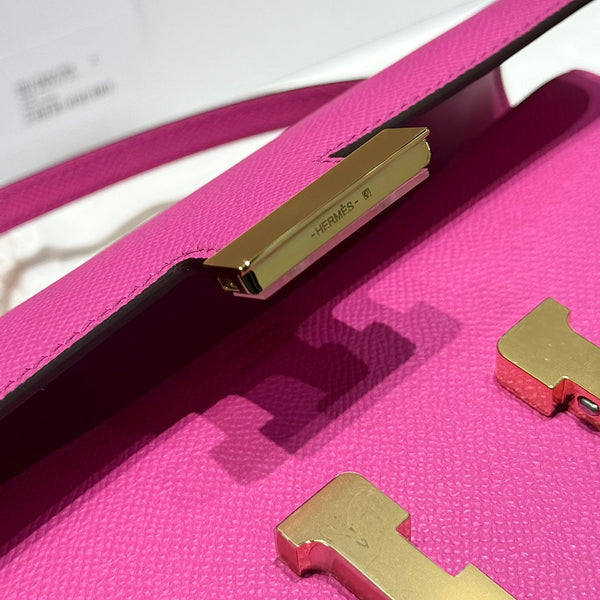 HM Constance Elan 24cm Bag Rose Tyrien Epsom Leather Gold Hardware