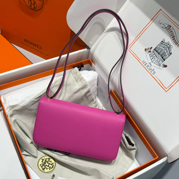 HM Constance Elan 24cm Bag Rose Tyrien Epsom Leather Gold Hardware