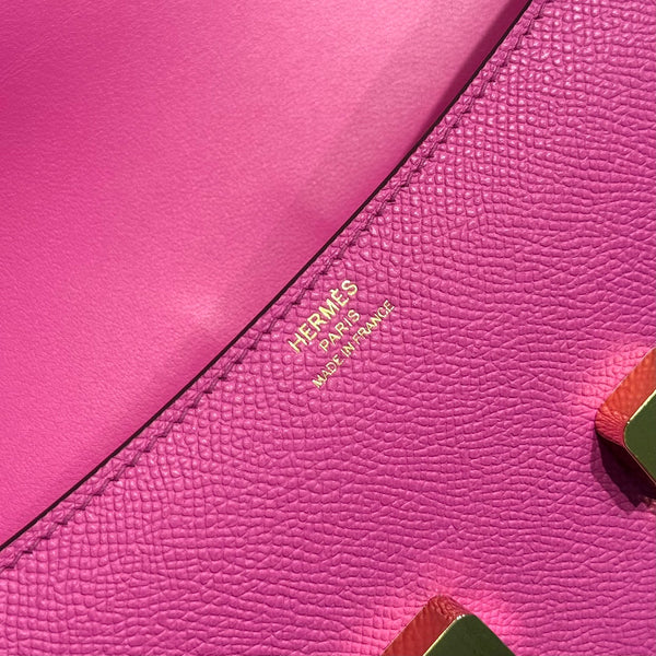 HM Constance Elan 24cm Bag Rose Tyrien Epsom Leather Gold Hardware