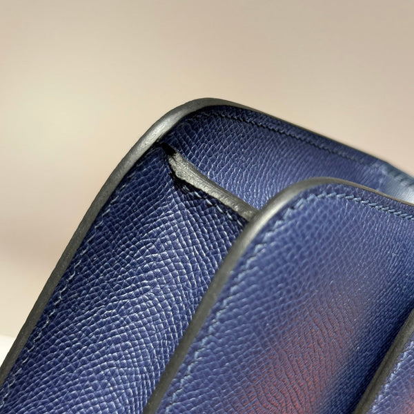 HM Constance Elan 24cm Bag Dark Blue Epsom Leather Silver Hardware