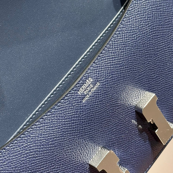 HM Constance Elan 24 Midnight Blue Epsom Silver Hardware 237341