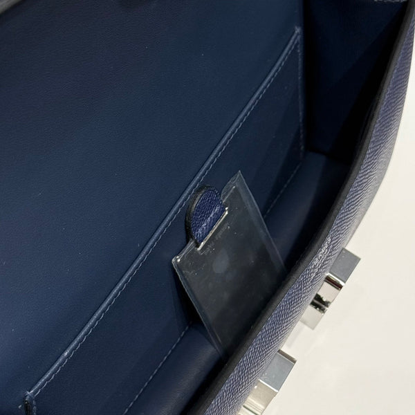 HM Constance Elan 24 Midnight Blue Epsom Silver Hardware 237341