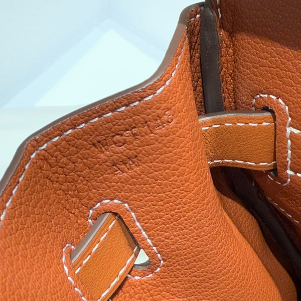 HM Birkin 35cm Gold Swift Leather Beige Canvas Silver Hardware