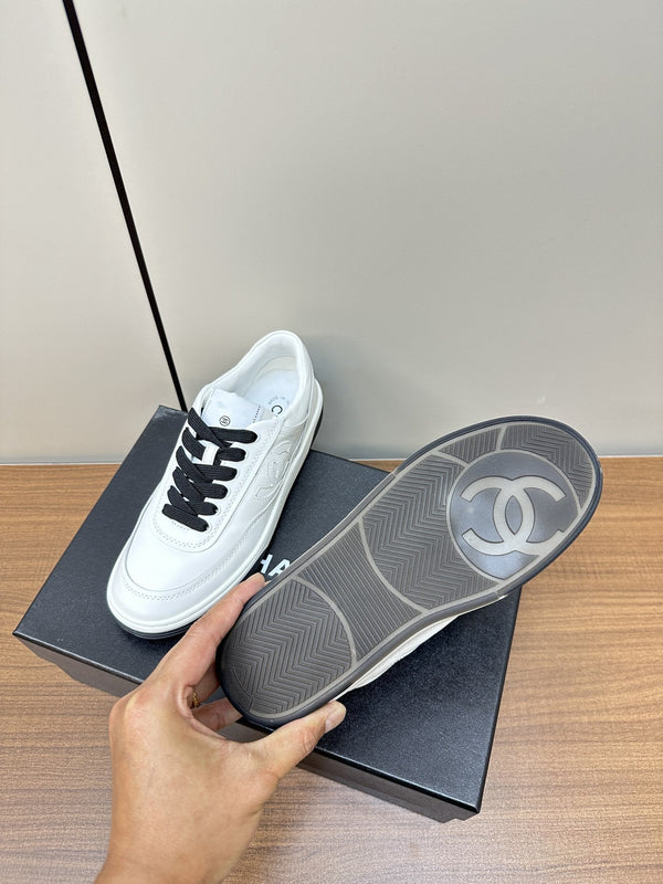 cc sneaker white black calfskin
