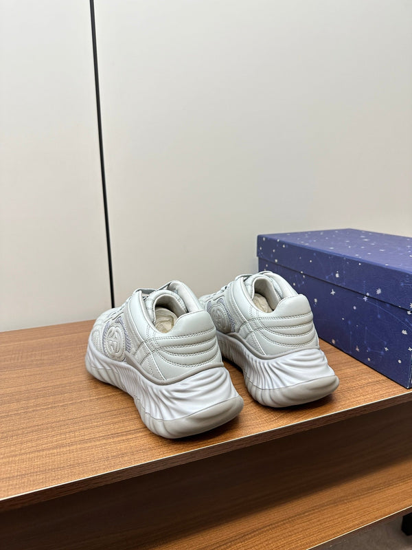 Sneakers in pelle GG Ripple Bianco Perla