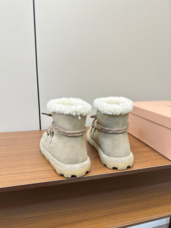 Miu Ankle Boots Khaki Suede