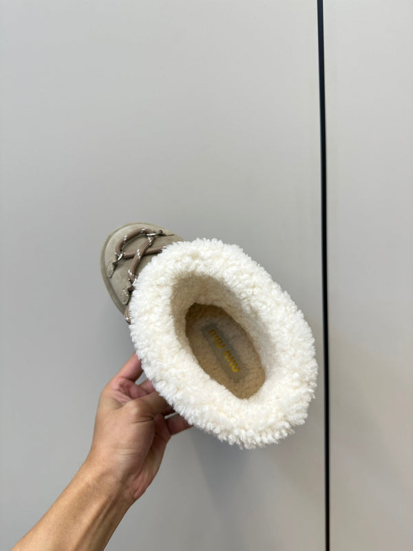 Miu Ankle Boots Khaki Suede