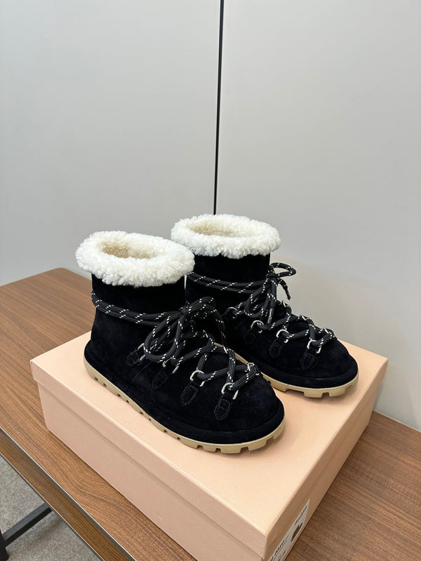 Miu Ankle Boots Black Suede