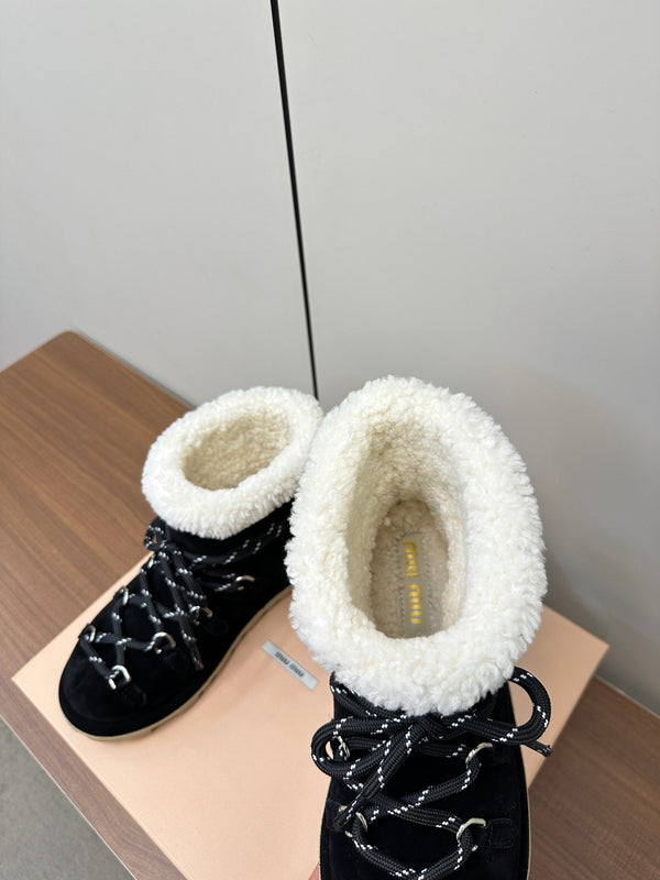 Miu Ankle Boots Black Suede