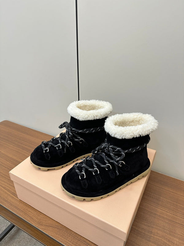 Miu Ankle Boots Black Suede