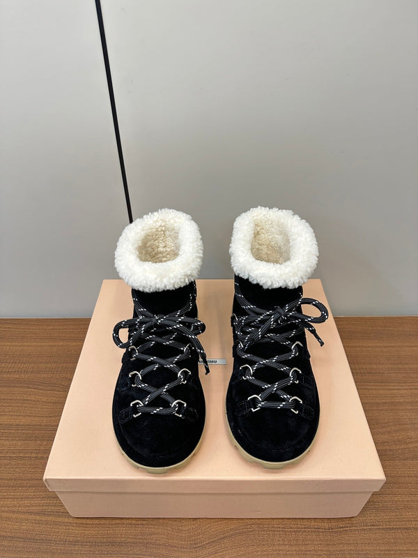 Miu Ankle Boots Black Suede