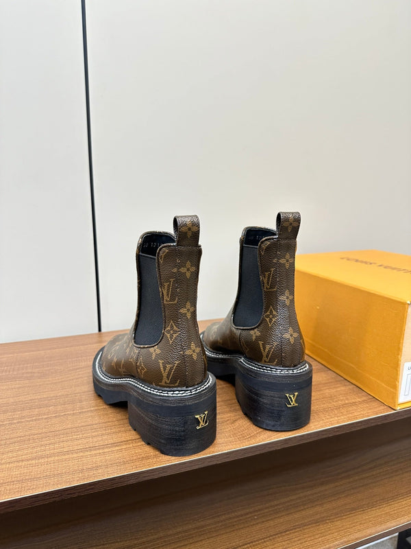 LV Beaubourg Ankle Boots Dark Brown Monogram Cowhide
