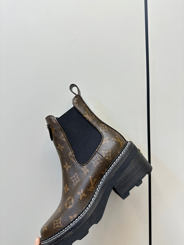 LV Beaubourg Ankle Boots Dark Brown Monogram Cowhide