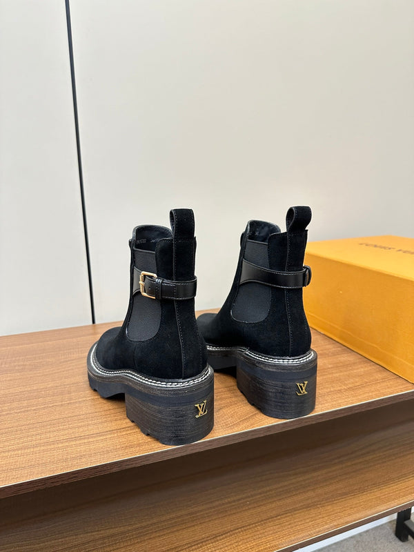 LV Beaubourg Ankle Boot Black Suede