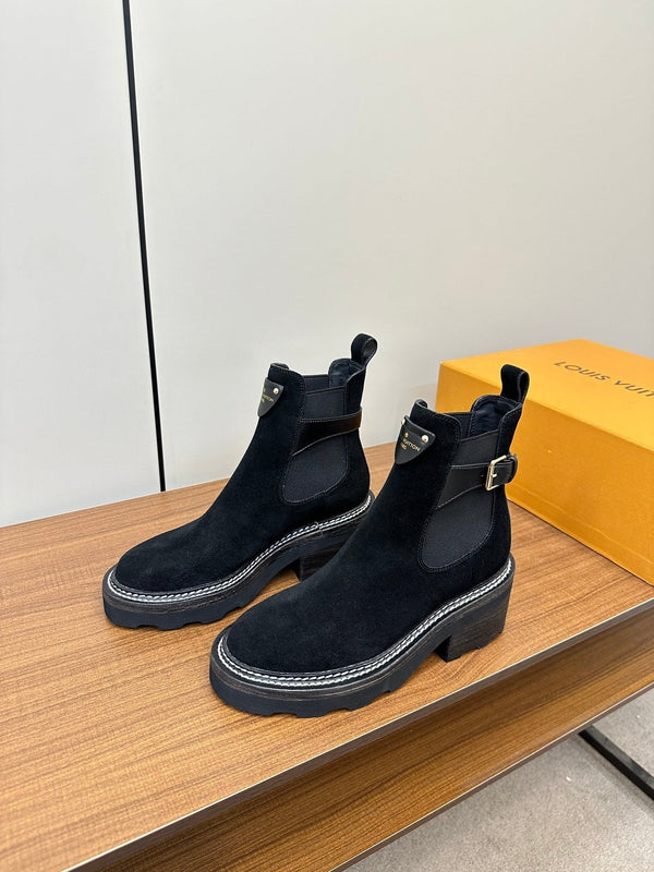 LV Beaubourg Ankle Boot Black Suede