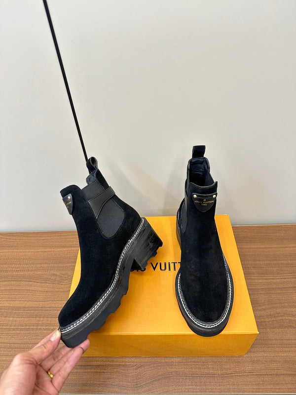 LV Beaubourg Ankle Boot Black Suede