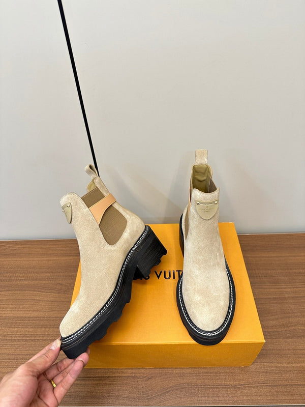 LV Beaubourg Ankle Boot Beige Suede