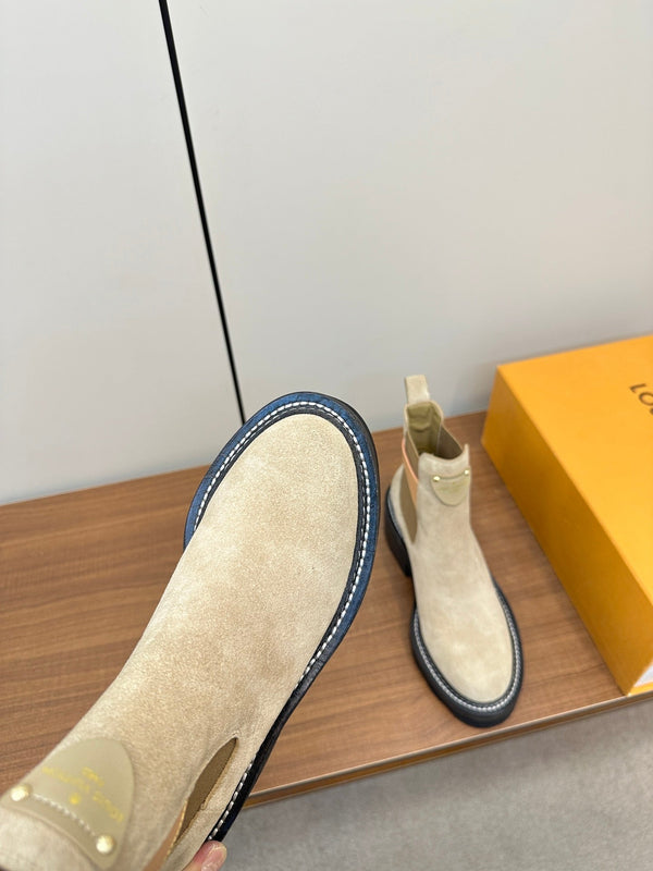 LV Beaubourg Ankle Boot Beige Suede