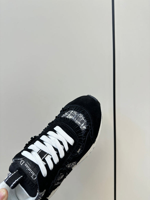 C'est Dior Sneaker In Black Suede And Tweed Fabric 989935