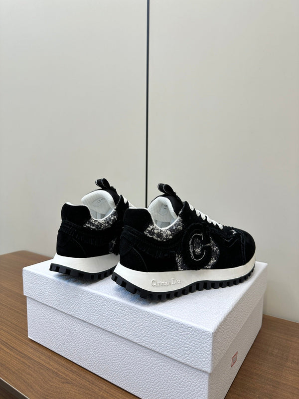 C'est Dior Sneaker In Black Suede And Tweed Fabric 989935
