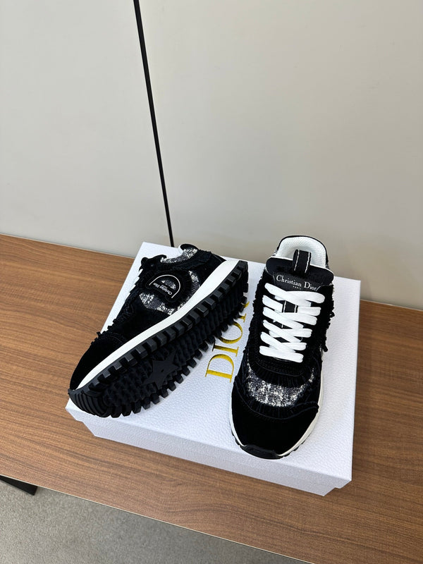 C'est Dior Sneaker In Black Suede And Tweed Fabric 989935