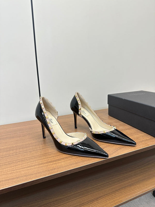 Valentino Black Rockstud D'Orsay Pumps 95mm Vacchetta 989892