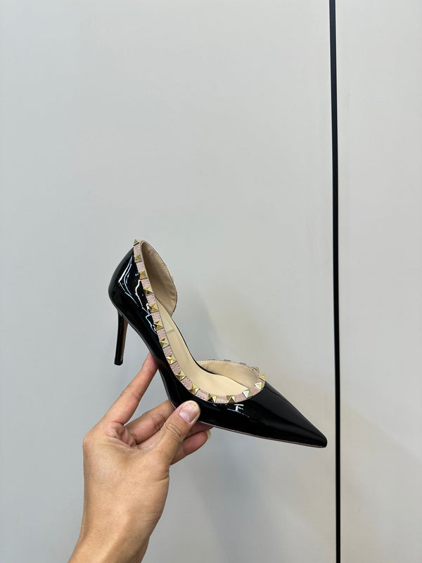 Valentino Black Rockstud D'Orsay Pumps 95mm Vacchetta 989892