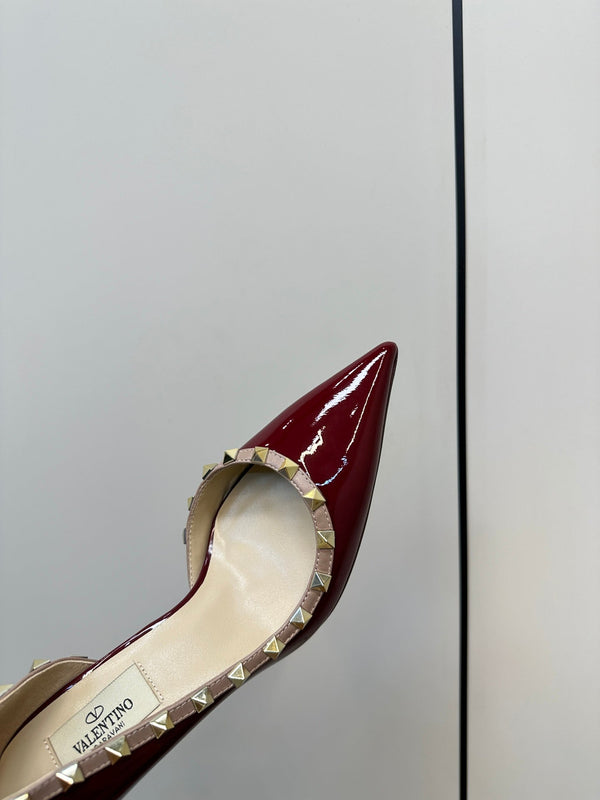 Valentino Red Rockstud D'Orsay Pumps 95mm Cowhide 989893