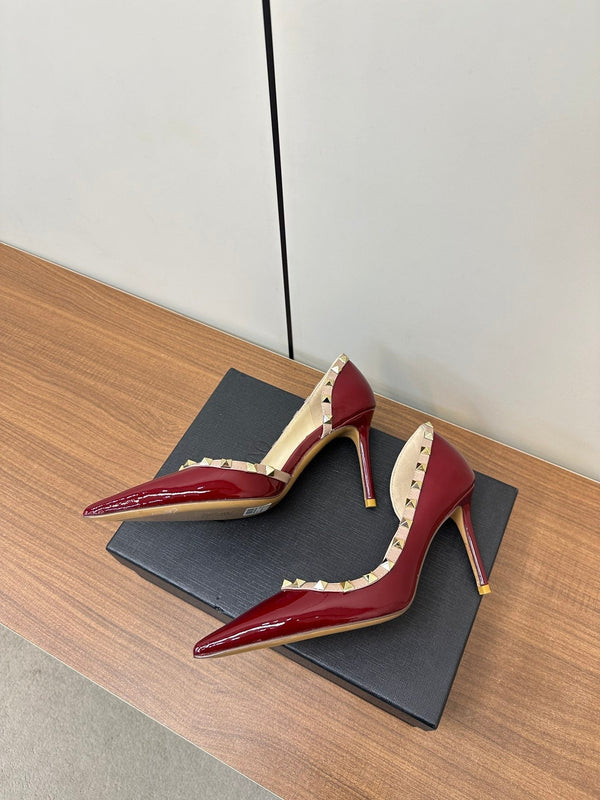 Valentino Red Rockstud D'Orsay Pumps 95mm Cowhide 989893