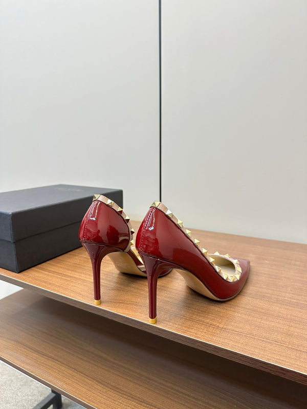 Valentino Red Rockstud D'Orsay Pumps 95mm Cowhide 989893
