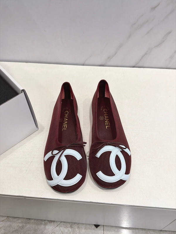 CC 26s Coco Beach Ballet Flats Burgundy Mesh 937753
