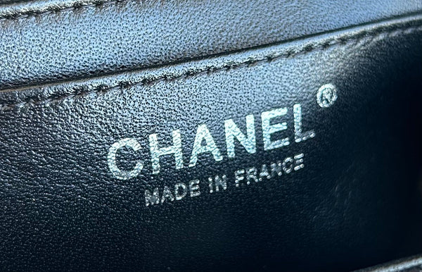 SMALL FLAP BAG 20 IN BLACK DENIM AND CALFSKIN LINING SILVER HARDWARE