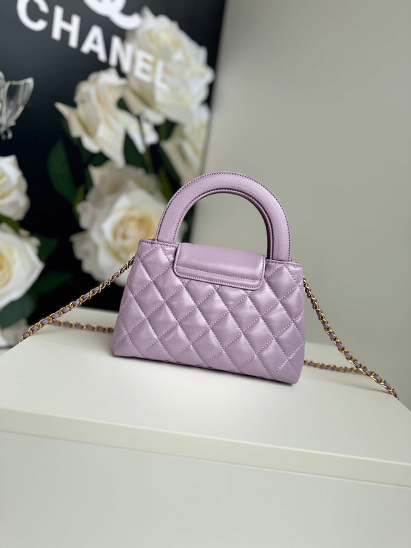 cc 24a nano 19cm kelly shopper bag violet lambskin