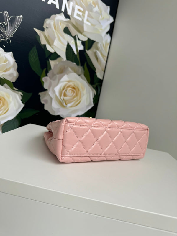 cc 24a nano 19cm kelly shopper bag pastel pink lambskin