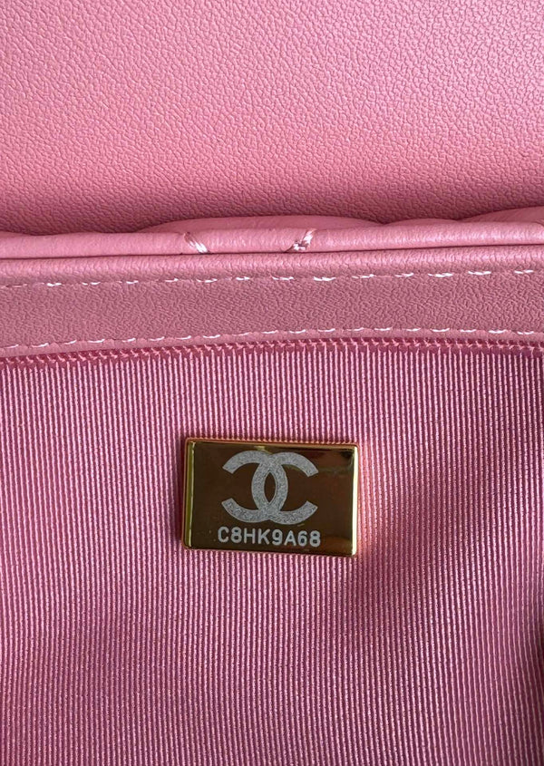 cc 24a nano 19cm kelly shopper bag hot pink lambskin