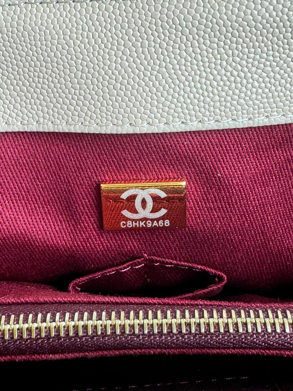 coco handle medium 29cm pink beige quilted caviar leather gold hardware