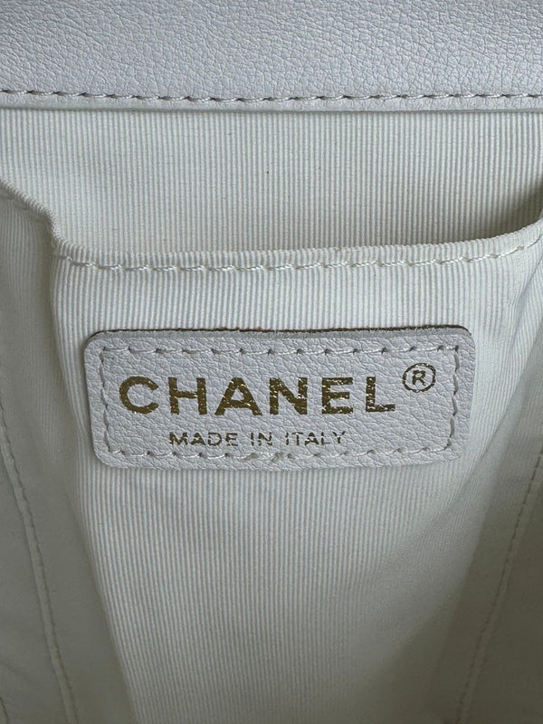 zaino duma 22cm pelle di agnello bianca hardware oro chiaro